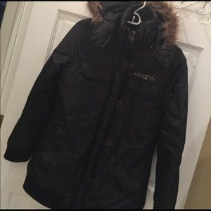 ROXY black faux fur hooded winter jacket